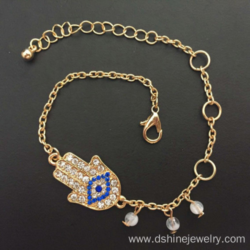 Evil Eye Rhinestone Bracelets Gold Plated Chain Bracelet